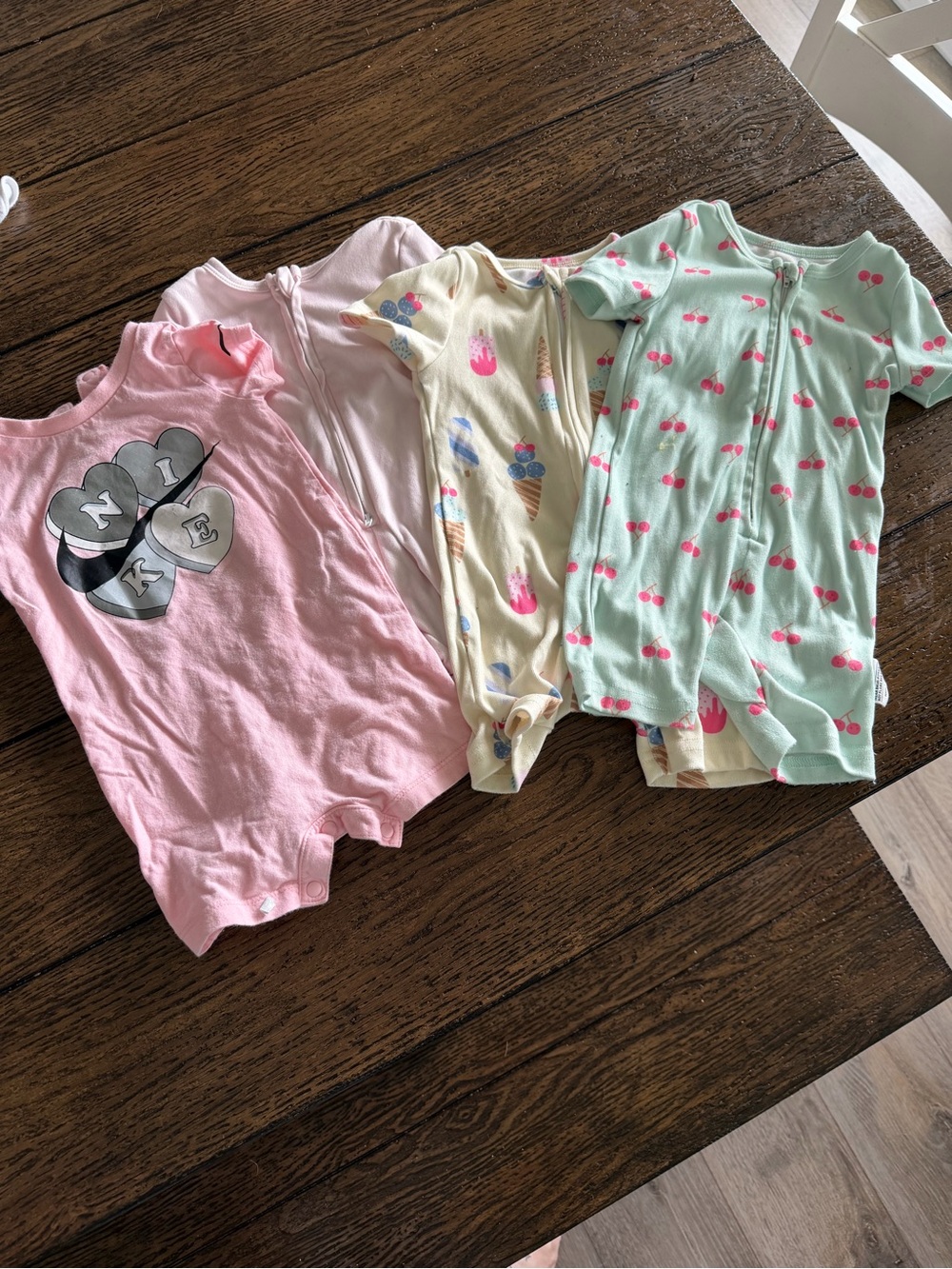 Nike Kids Short-Sleeve Romper Pack in Pink and Mint